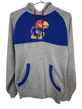Vintage Champion University of Kansas Gray and Royal Blue Hoodie Men’s S